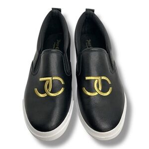 Juicy Couture Black Gold Logo Slip-On Platform Sneakers Women’s 8.5 JC-CONGRATS